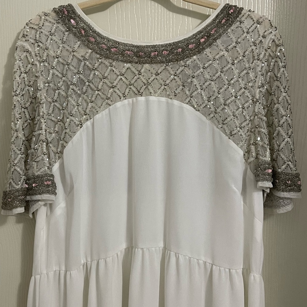 ASOS Curve white beaded gown NWT